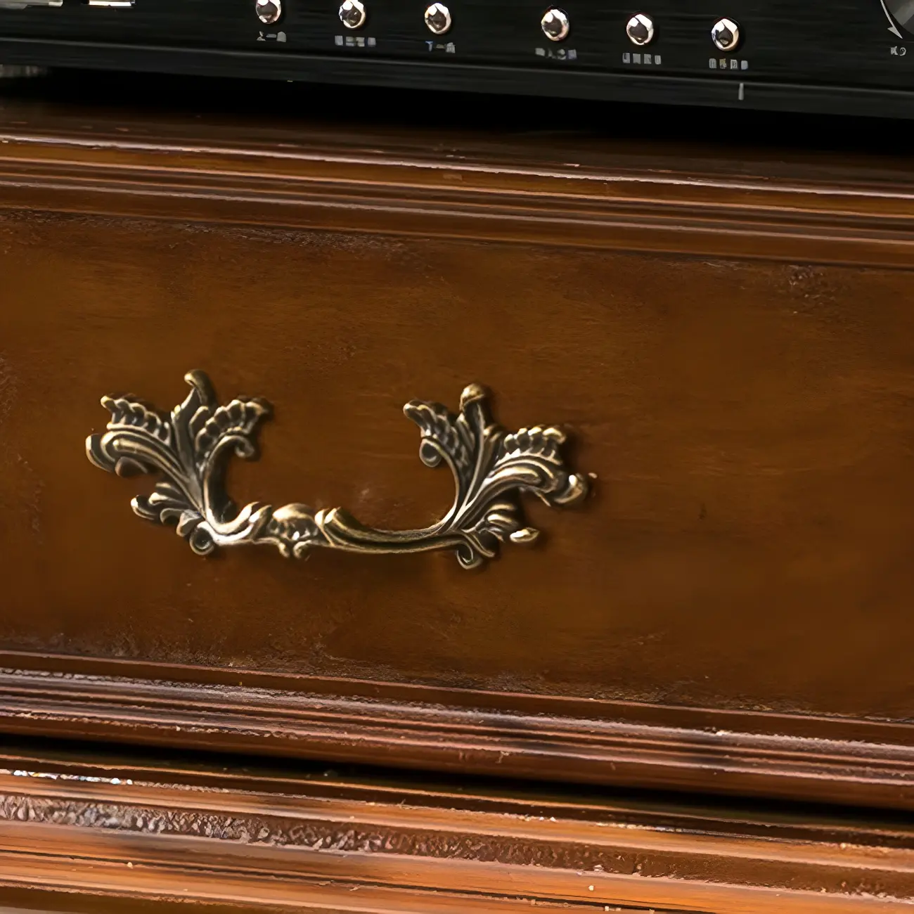 Retro Wooden Glass Display Cabinet with Drawer for Dining Room Image - 13 | homeyfad