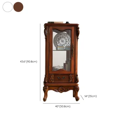 Retro Wooden Glass Display Cabinet with Drawer for Dining Room Image - 16
