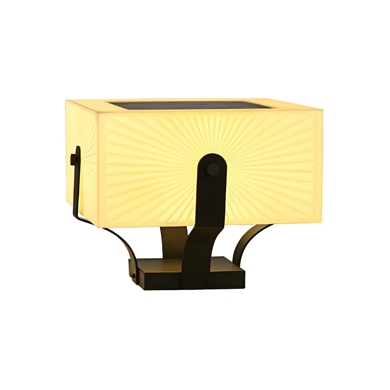 Black Elegant Bracket Post Cap Light with Beige Cubic Shade Image - 6 | homeyfad