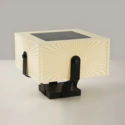 Black Elegant Bracket Post Cap Light with Beige Cubic Shade Image - 7