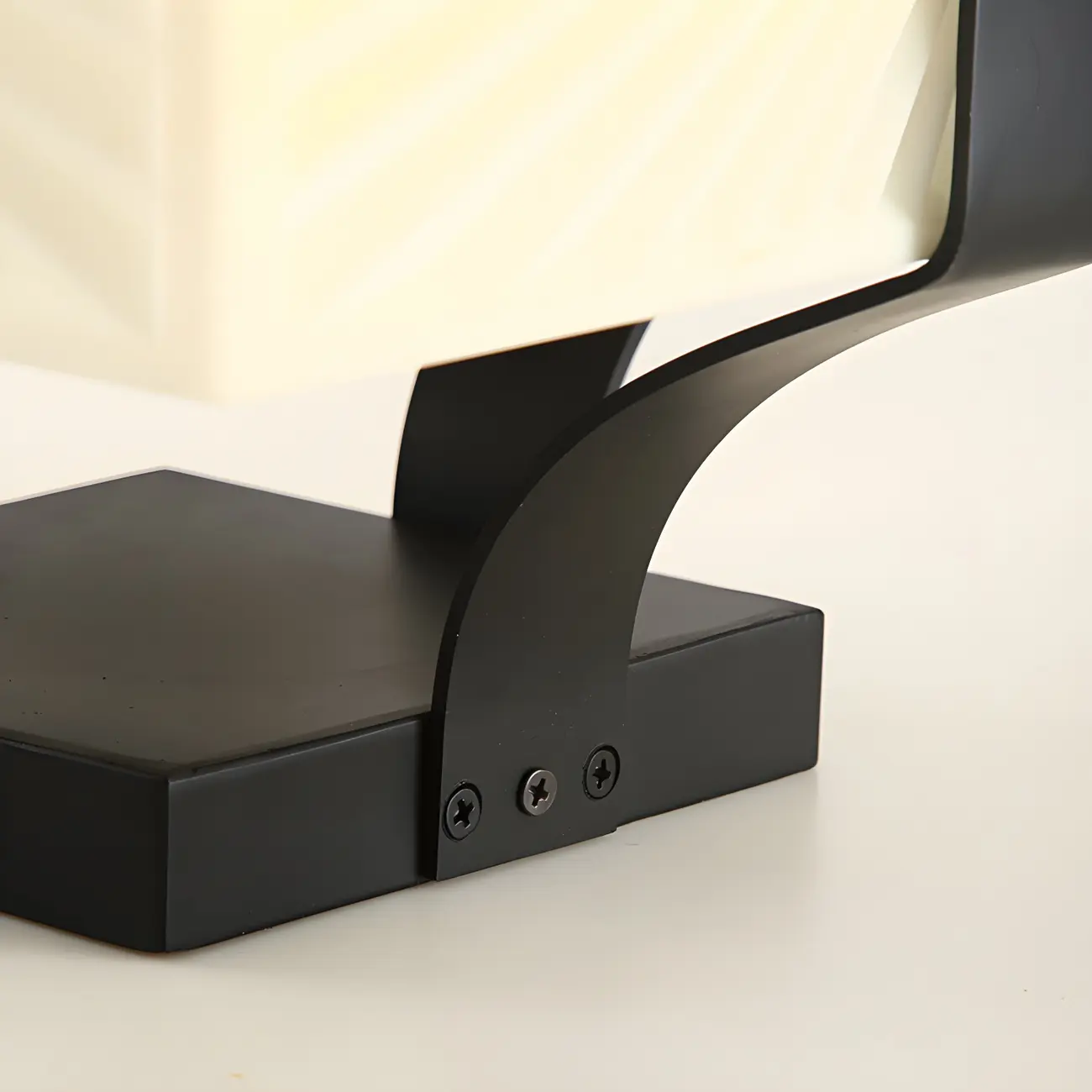 Black Elegant Bracket Post Cap Light with Beige Cubic Shade Image - 9 | homeyfad