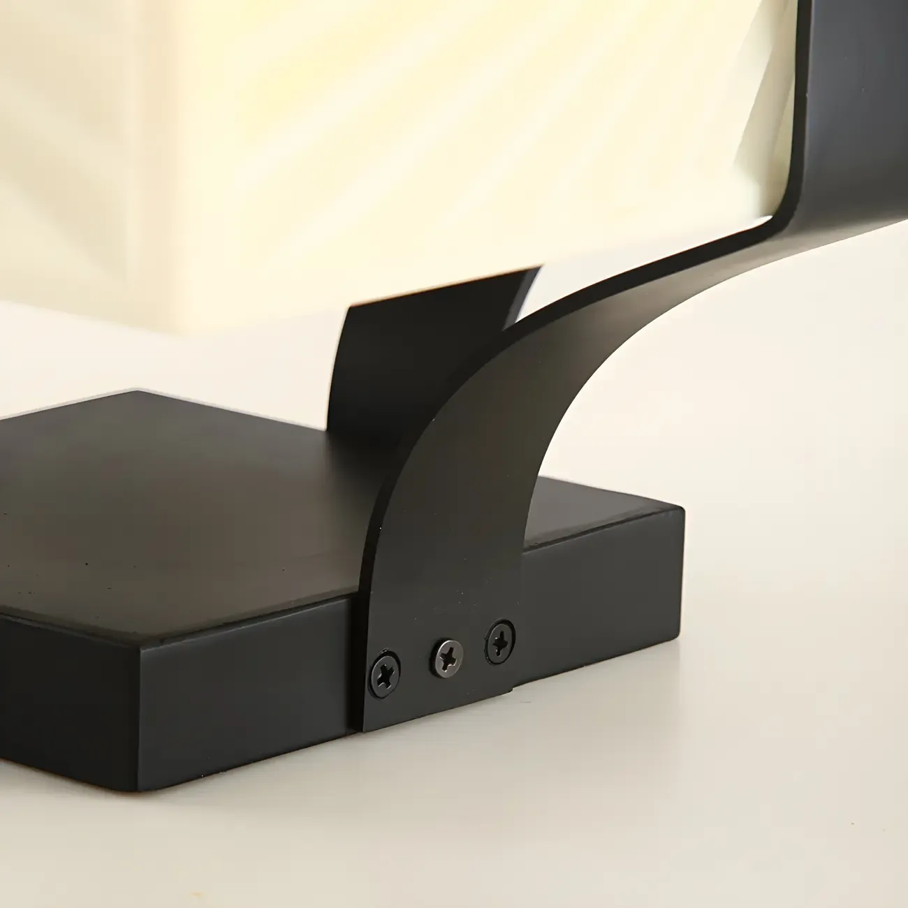 Black Elegant Bracket Post Cap Light with Beige Cubic Shade Image - 9