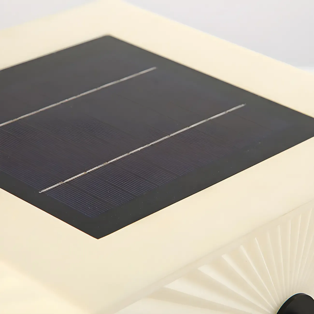 Black Elegant Bracket Post Cap Light with Beige Cubic Shade Image - 8