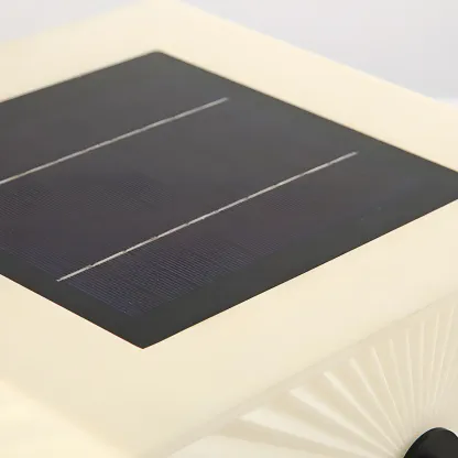 Black Elegant Bracket Post Cap Light with Beige Cubic Shade Image - 8