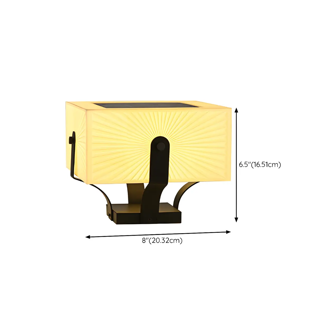 Black Elegant Bracket Post Cap Light with Beige Cubic Shade #size