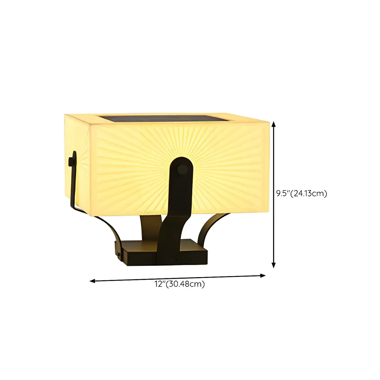 Black Elegant Bracket Post Cap Light with Beige Cubic Shade Image - 12
