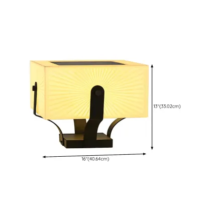 Black Elegant Bracket Post Cap Light with Beige Cubic Shade Image - 13