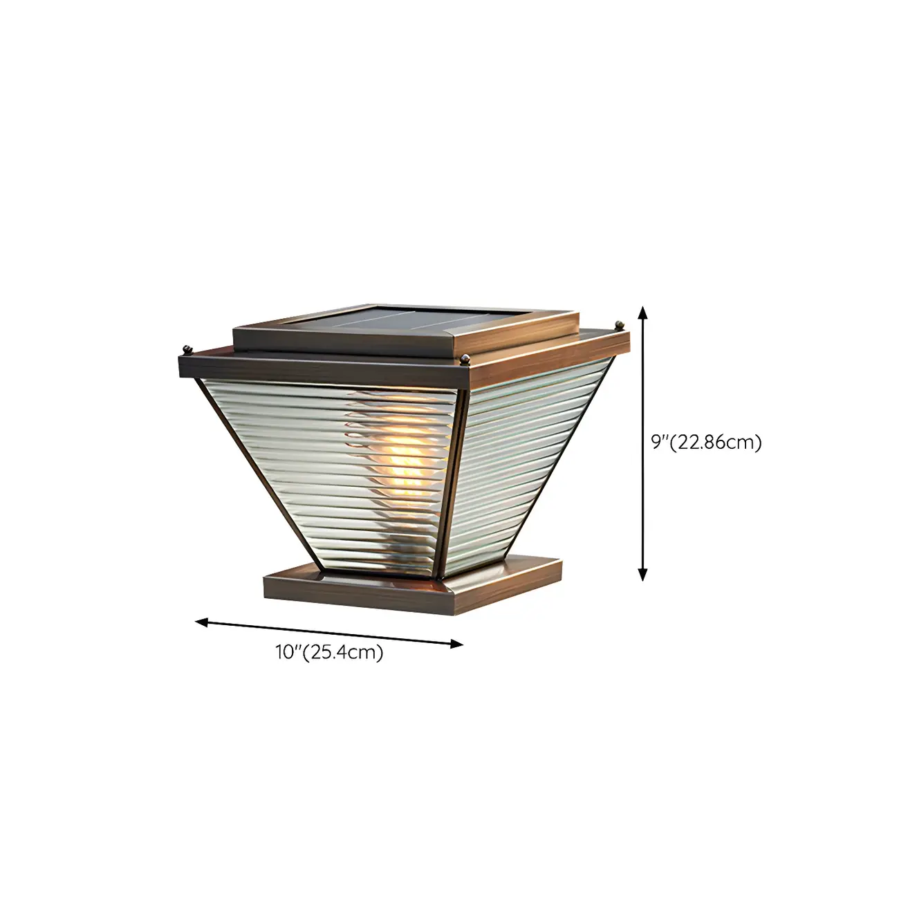 Solar Bronze Glass Reverse-Pyramid Post Cap Light #size | homeyfad
