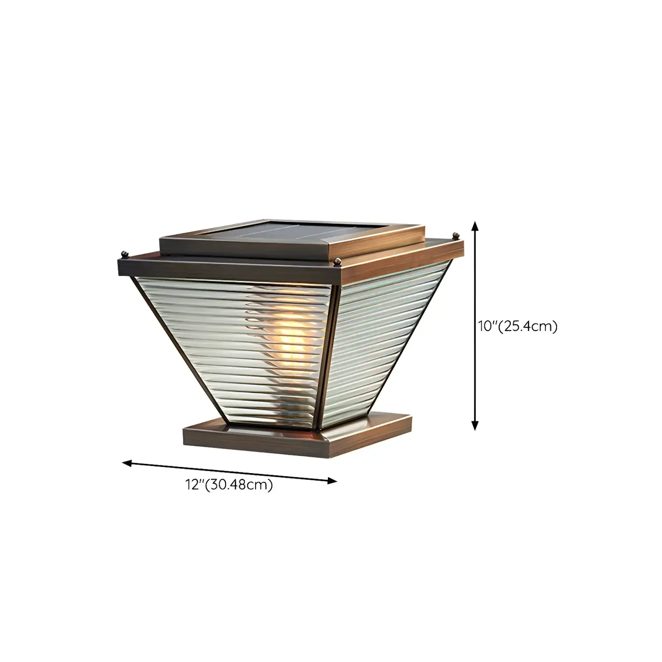 Solar Bronze Glass Reverse-Pyramid Post Cap Light Image - 12