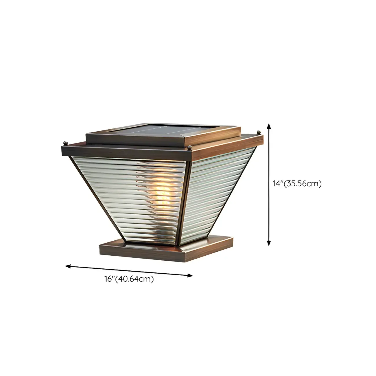 Solar Bronze Glass Reverse-Pyramid Post Cap Light Image - 13