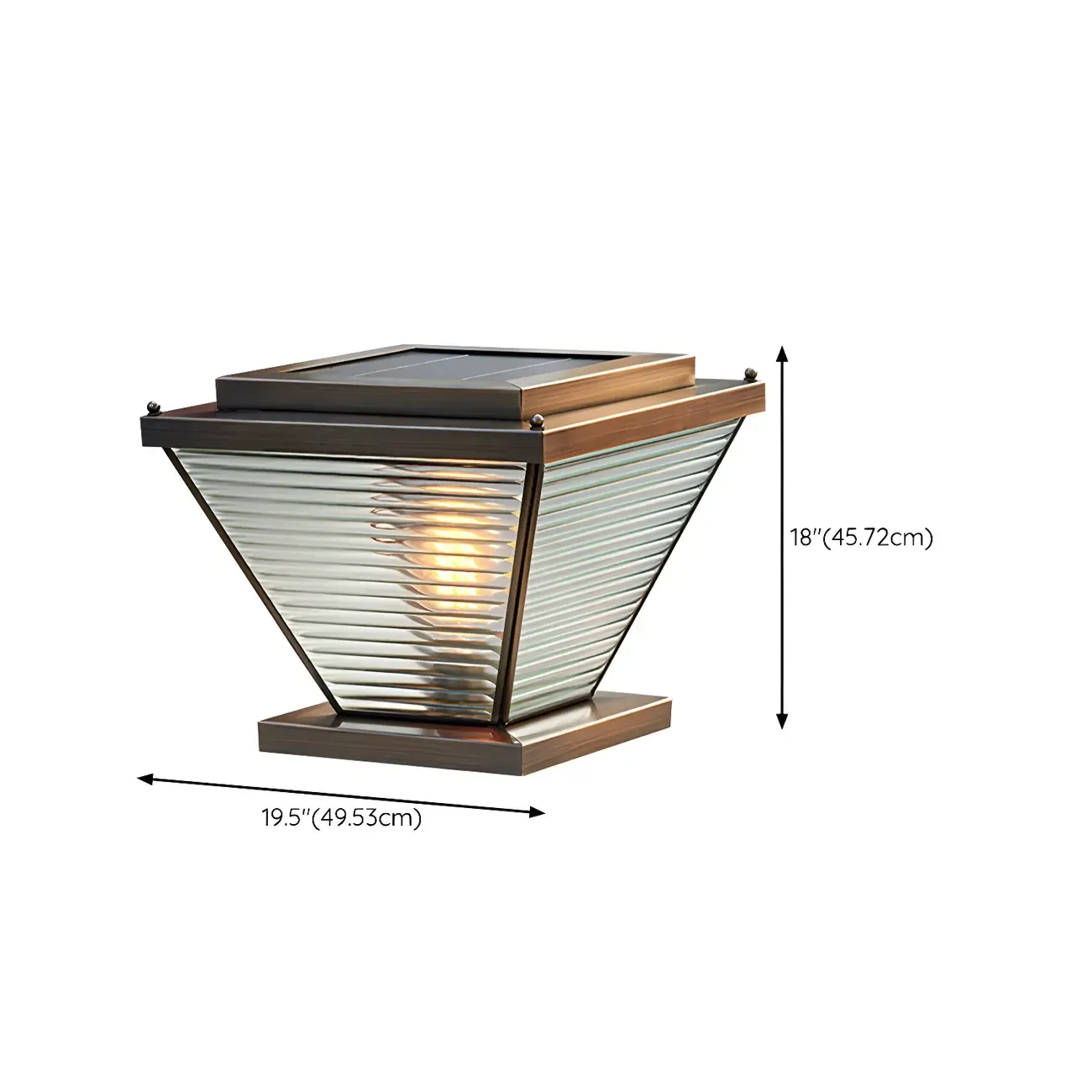 Solar Bronze Glass Reverse-Pyramid Post Cap Light Image - 14