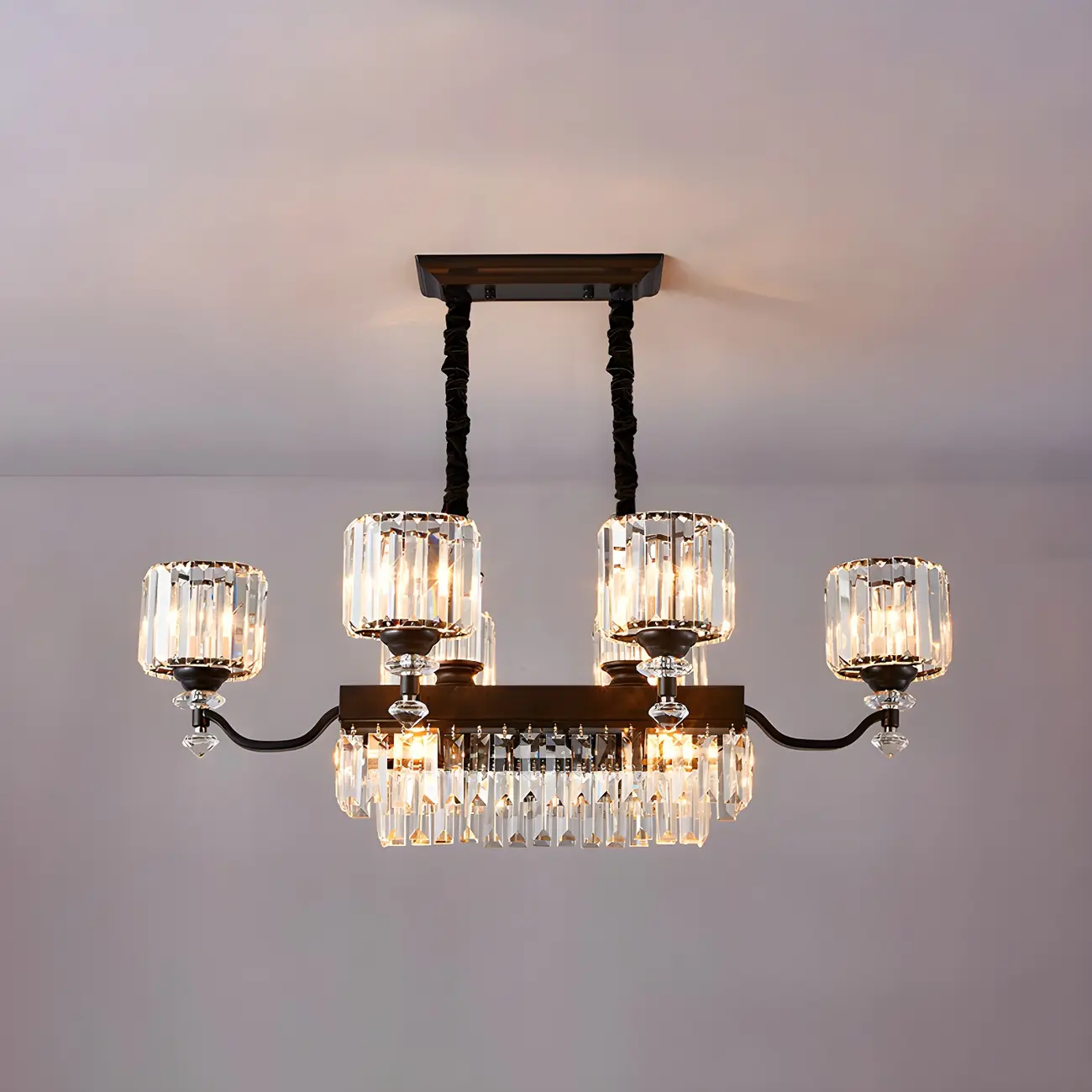 Nordic Crystal Cylinder Chandelier for Dining Room Image - 3 | homeyfad