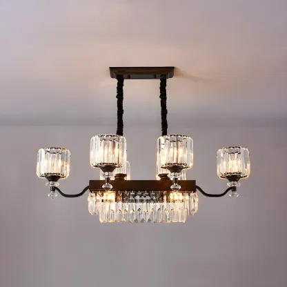 Nordic Crystal Cylinder Chandelier for Dining Room Image - 3
