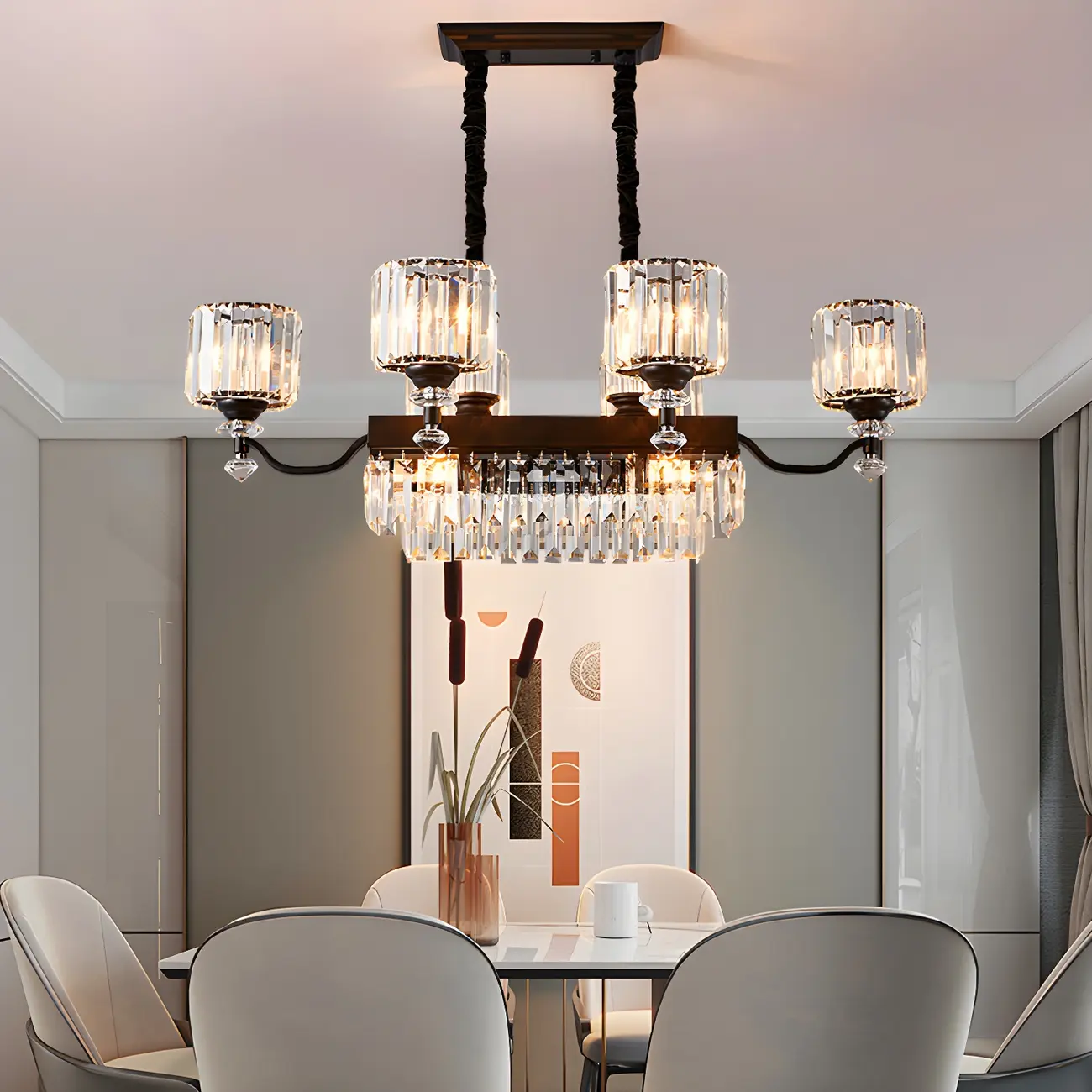 Nordic Crystal Cylinder Chandelier for Dining Room Image - 2 | homeyfad