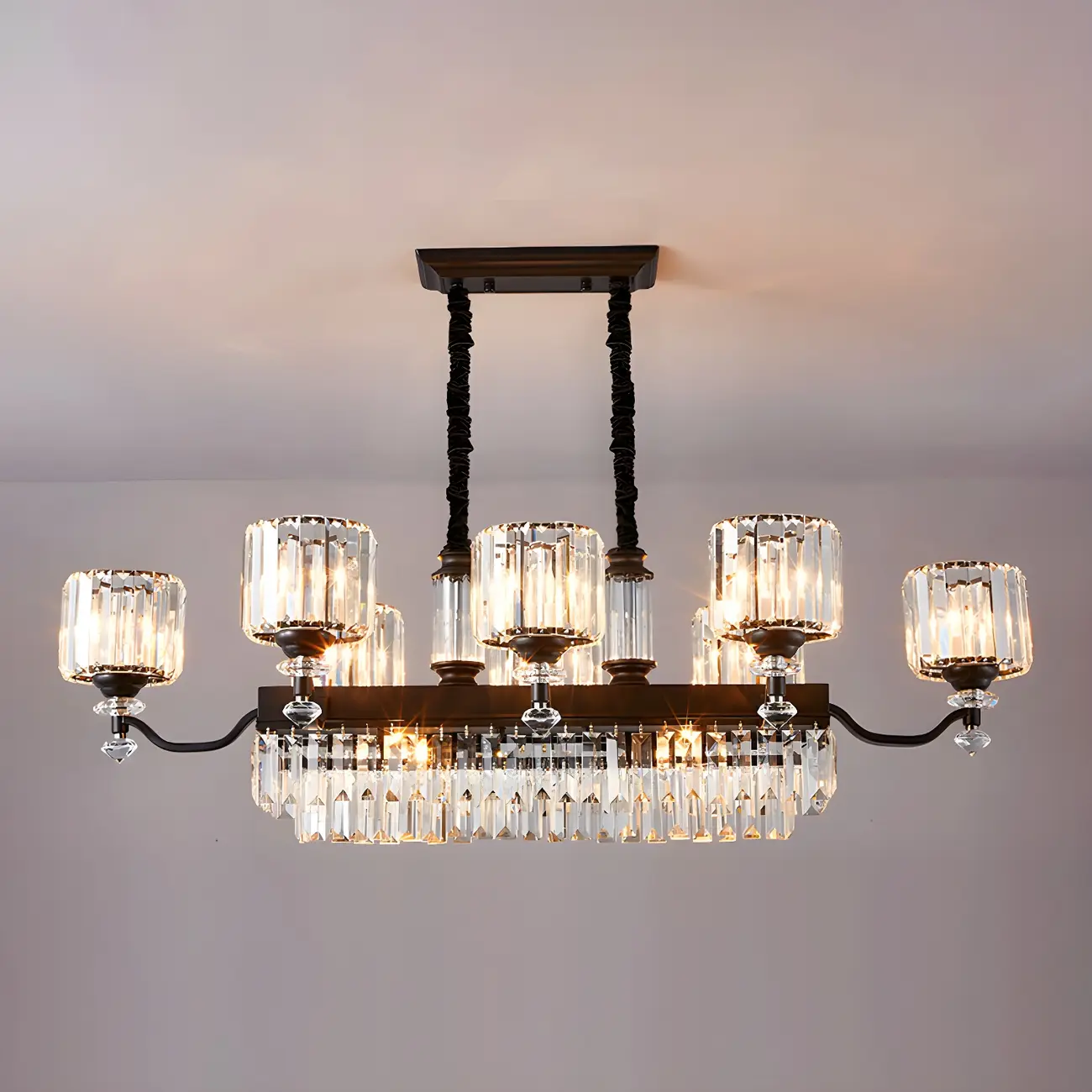 Nordic Crystal Cylinder Chandelier for Dining Room Image - 4 | homeyfad