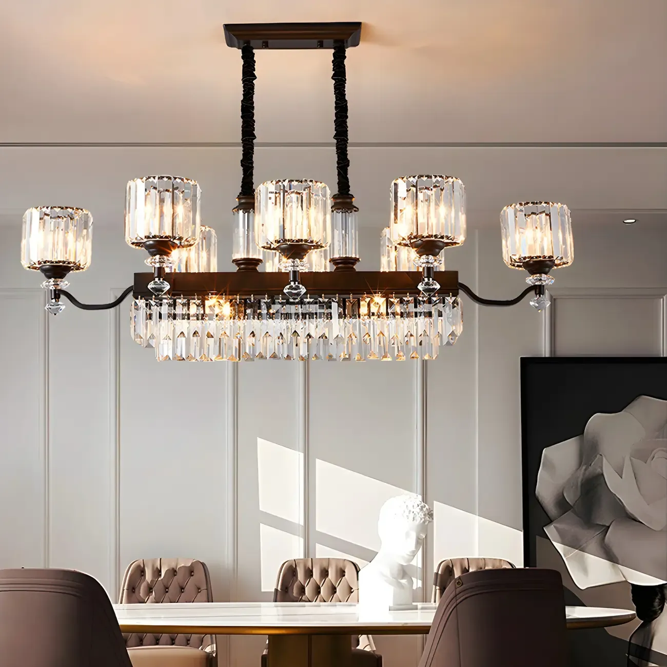 Nordic Crystal Cylinder Chandelier for Dining Room Image - 12