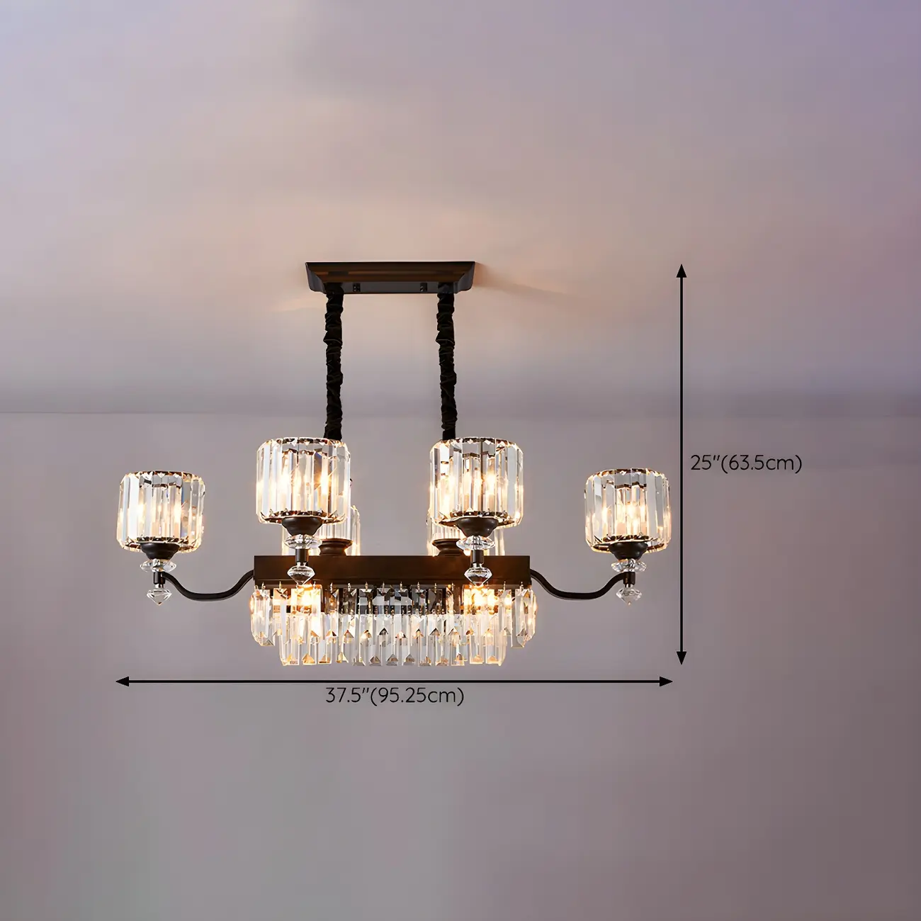 Nordic Crystal Cylinder Chandelier for Dining Room #size