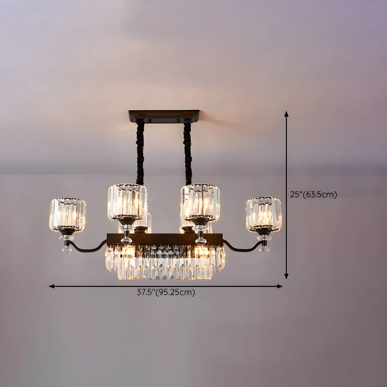 Nordic Crystal Cylinder Chandelier for Dining Room #size