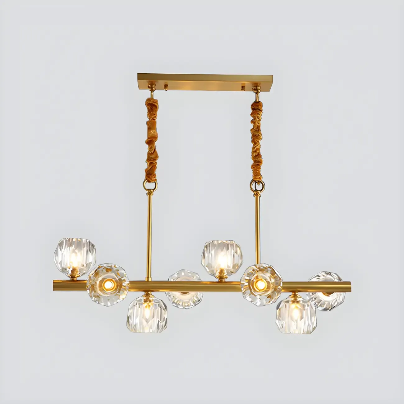 Trendy Modern Linear Crystal Chandelier for Kitchen Image - 3