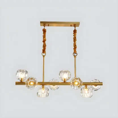 Trendy Modern Linear Crystal Chandelier for Kitchen Image - 3