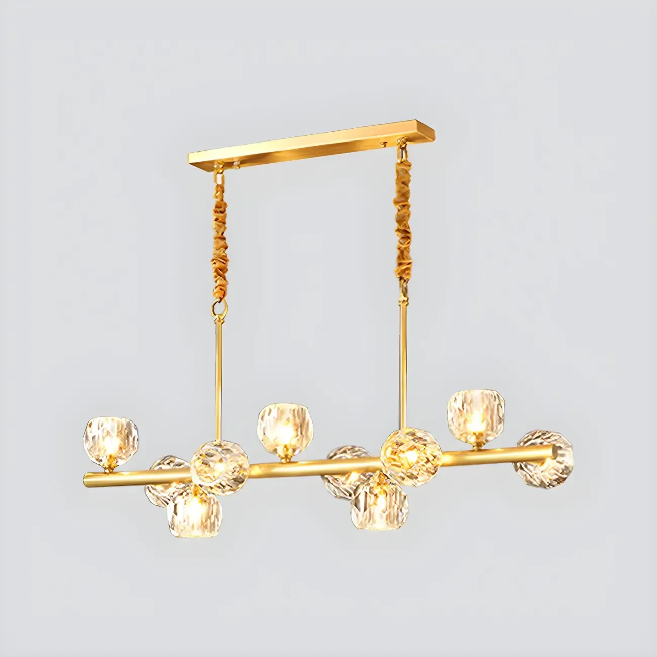 Trendy Modern Linear Crystal Chandelier for Kitchen Image - 4