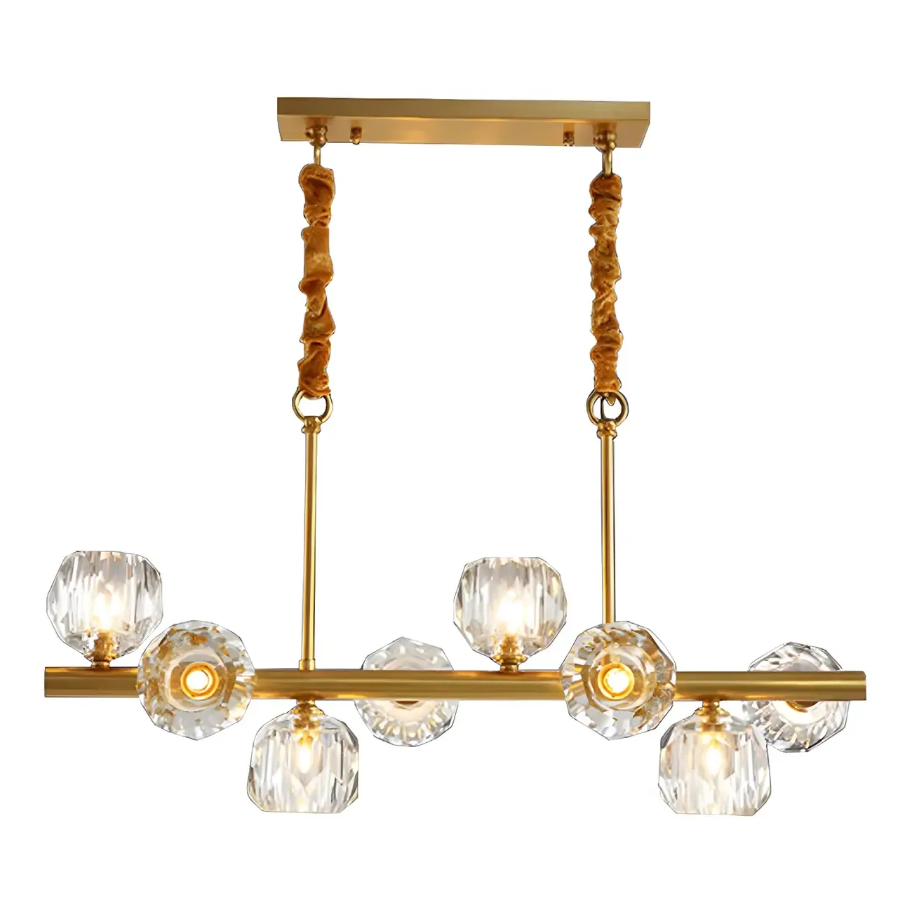 Trendy Modern Linear Crystal Chandelier for Kitchen Image - 7