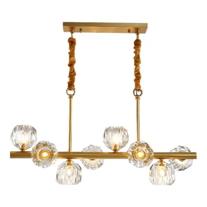 Trendy Modern Linear Crystal Chandelier for Kitchen Image - 7