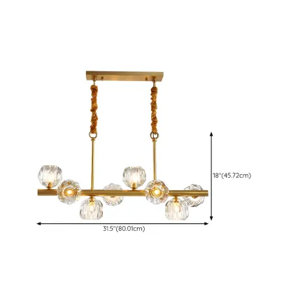 Trendy Modern Linear Crystal Chandelier for Kitchen #size