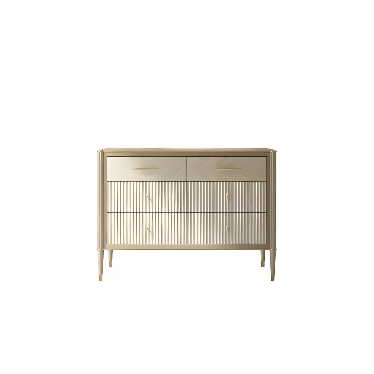 Luxurious Gold Wooden Dressers & Chests with 6-Drawers Image - 5