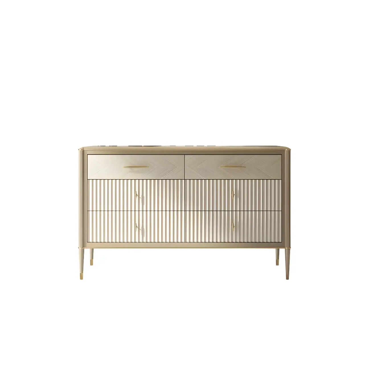 Luxurious Gold Wooden Dressers & Chests with 6-Drawers Image - 6