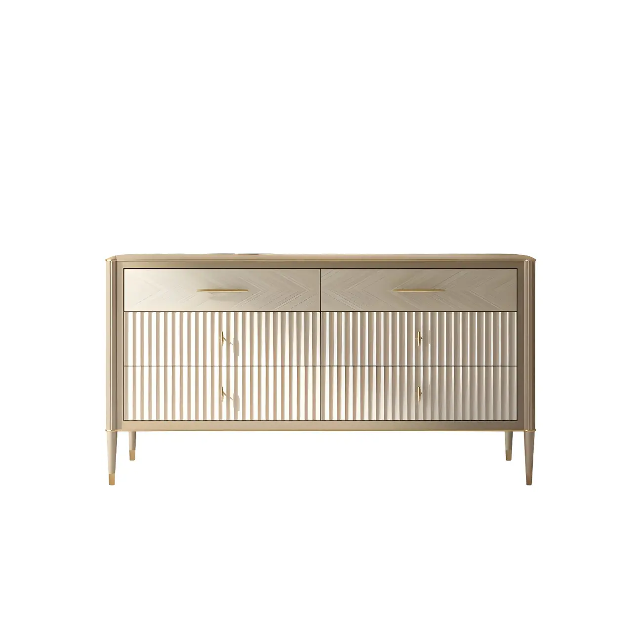 Luxurious Gold Wooden Dressers & Chests with 6-Drawers Image - 7 | homeyfad