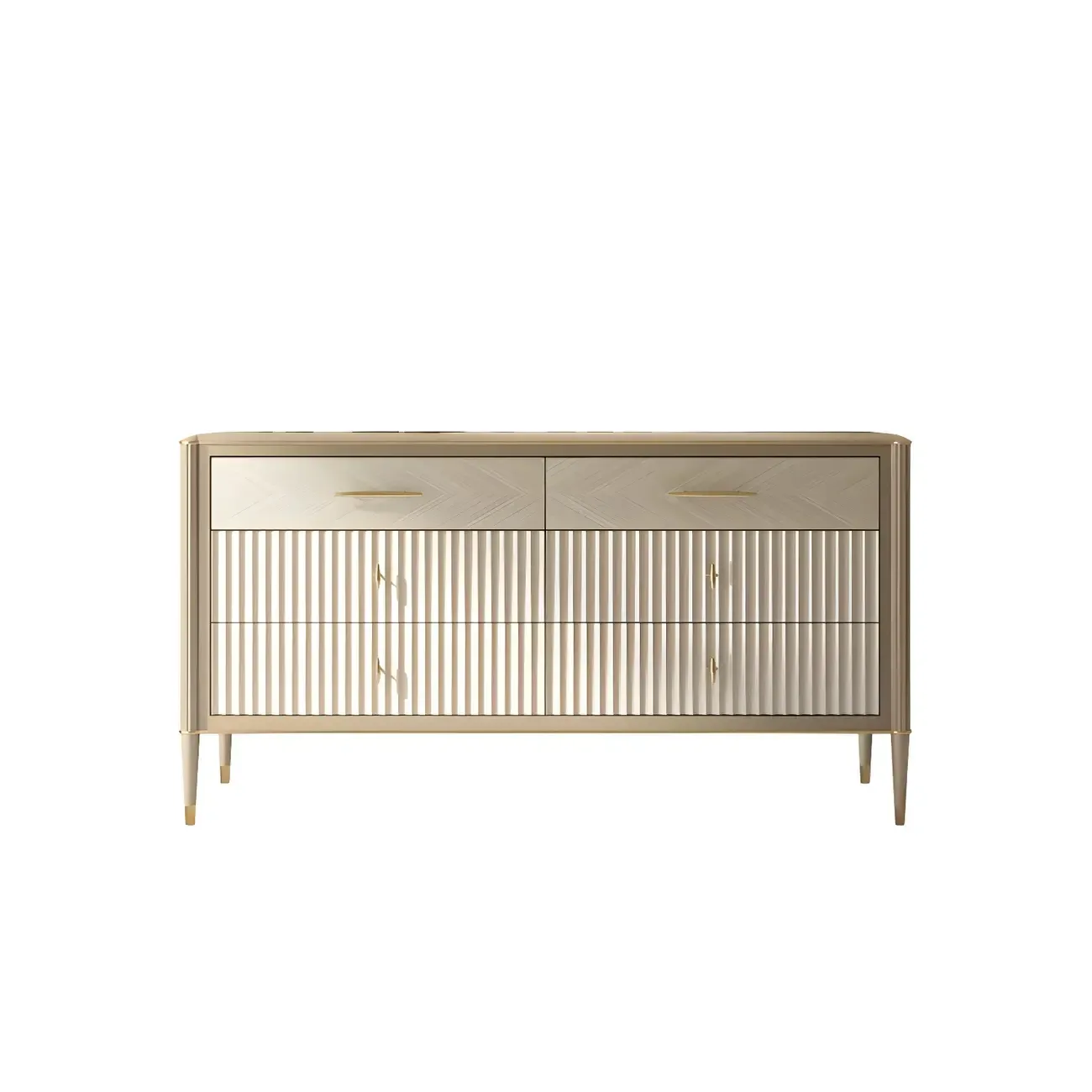 Luxurious Gold Wooden Dressers & Chests with 6-Drawers Image - 7