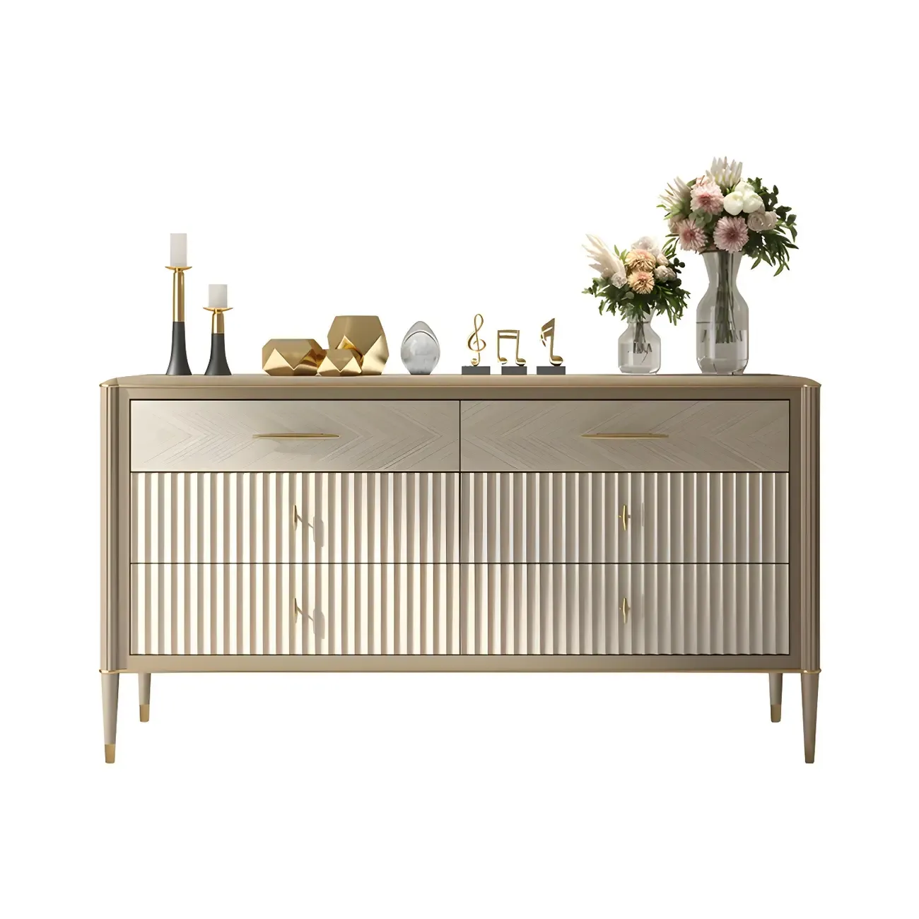 Luxurious Gold Wooden Dressers & Chests with 6-Drawers Image - 8