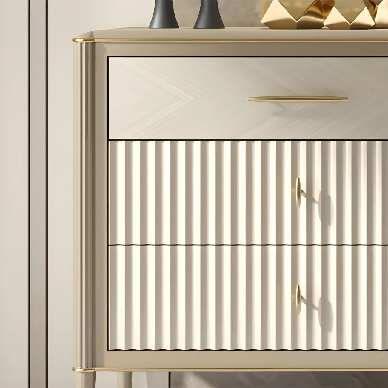 Luxurious Gold Wooden Dressers & Chests with 6-Drawers Image - 9