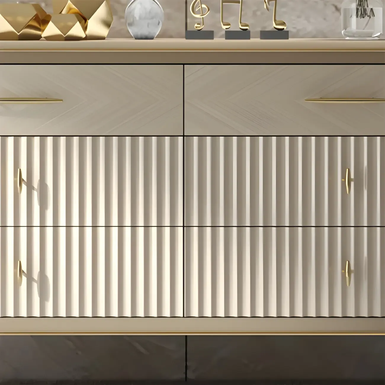 Luxurious Gold Wooden Dressers & Chests with 6-Drawers Image - 11