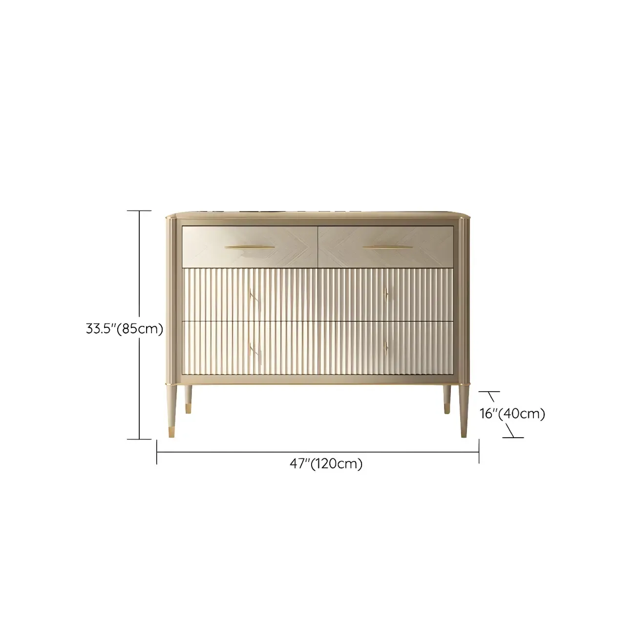 Luxurious Gold Wooden Dressers & Chests with 6-Drawers #size