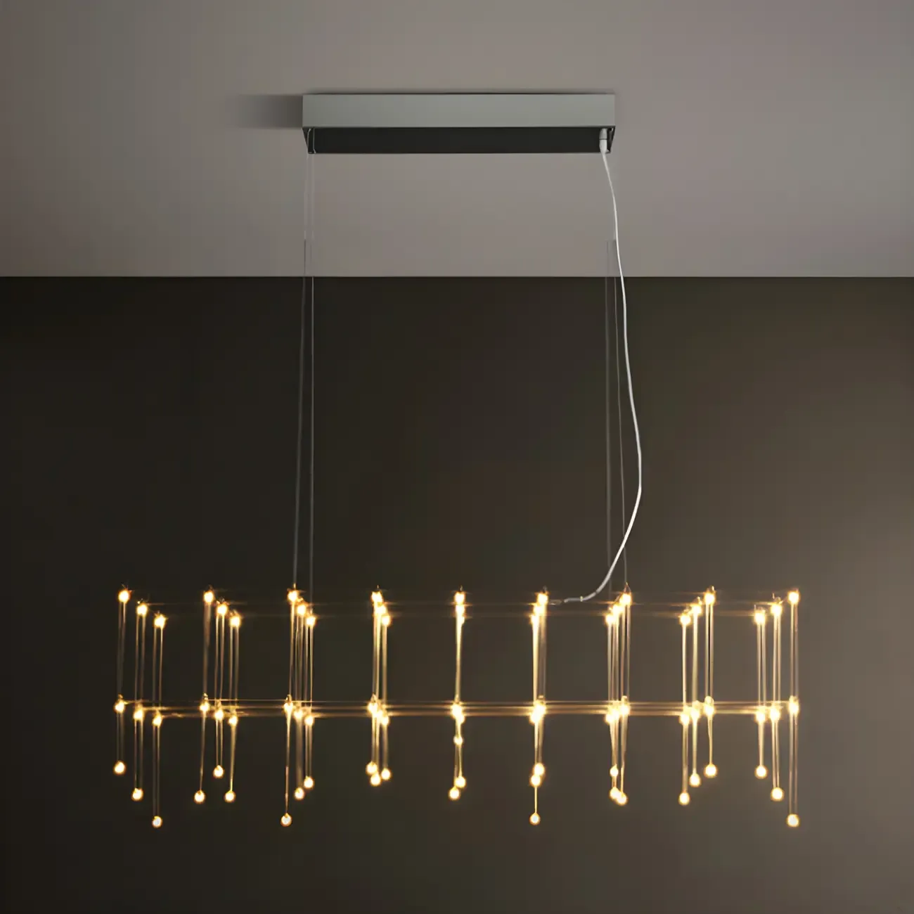 Modish Silver Rectangular Pendant Light for Kitchen Image - 3