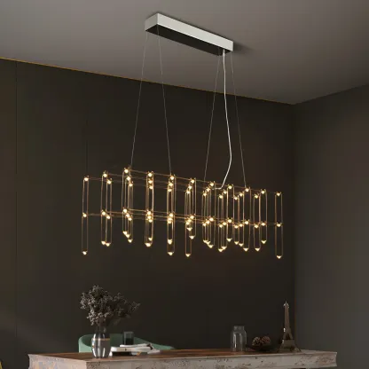 Modish Silver Rectangular Pendant Light for Kitchen Image - 2