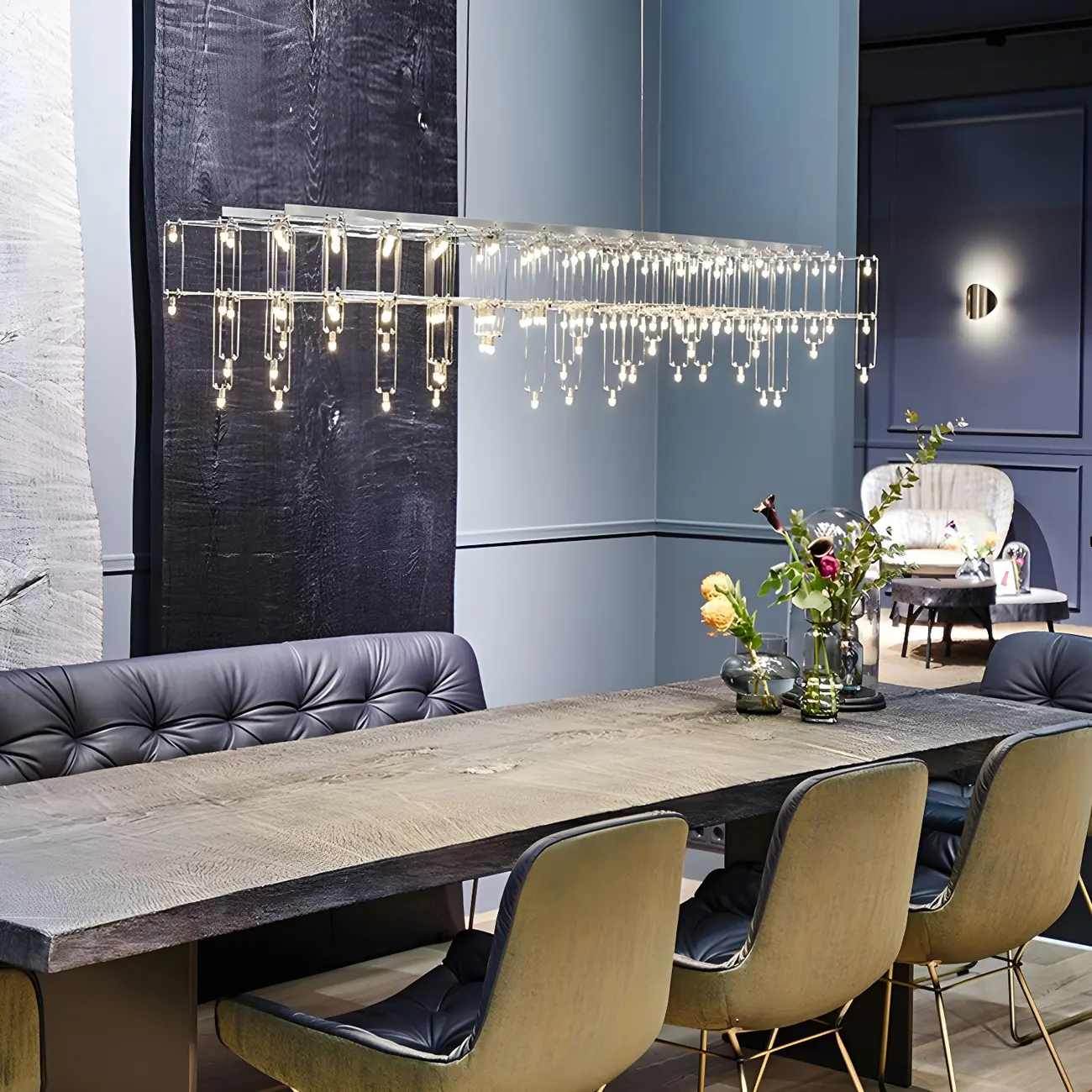 Modish Silver Rectangular Pendant Light for Kitchen Image - 4 | homeyfad