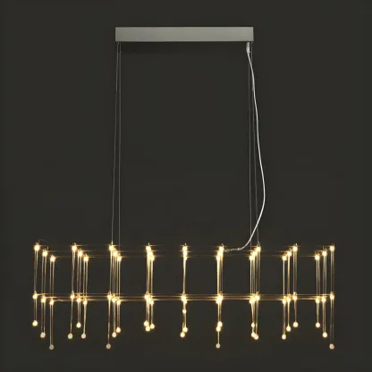 Modish Silver Rectangular Pendant Light for Kitchen Image - 6