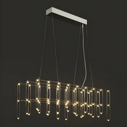 Modish Silver Rectangular Pendant Light for Kitchen Image - 8