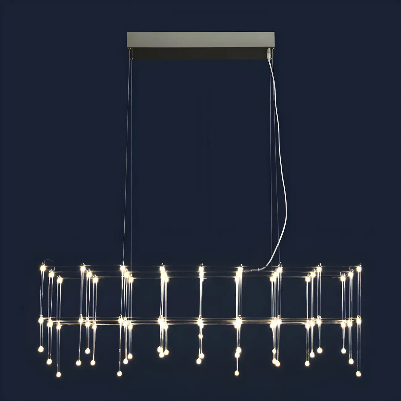 Modish Silver Rectangular Pendant Light for Kitchen Image - 9