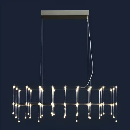 Modish Silver Rectangular Pendant Light for Kitchen Image - 9