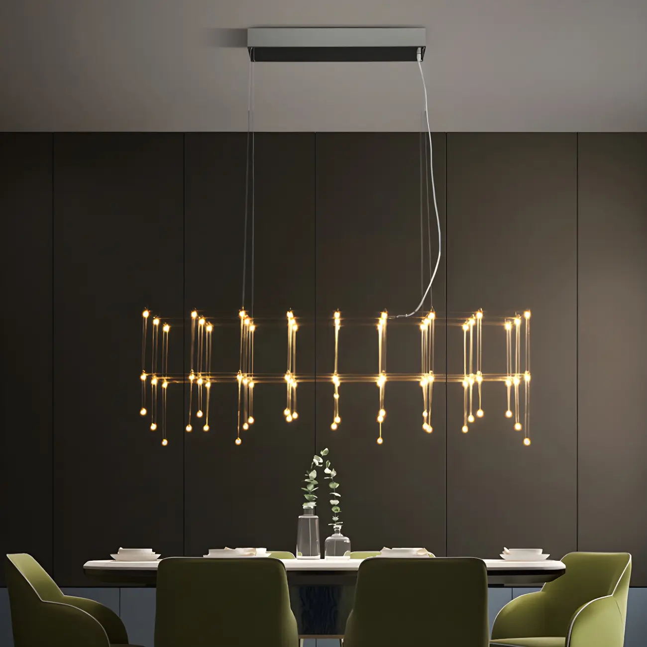 Modish Silver Rectangular Pendant Light for Kitchen Image - 11 | homeyfad