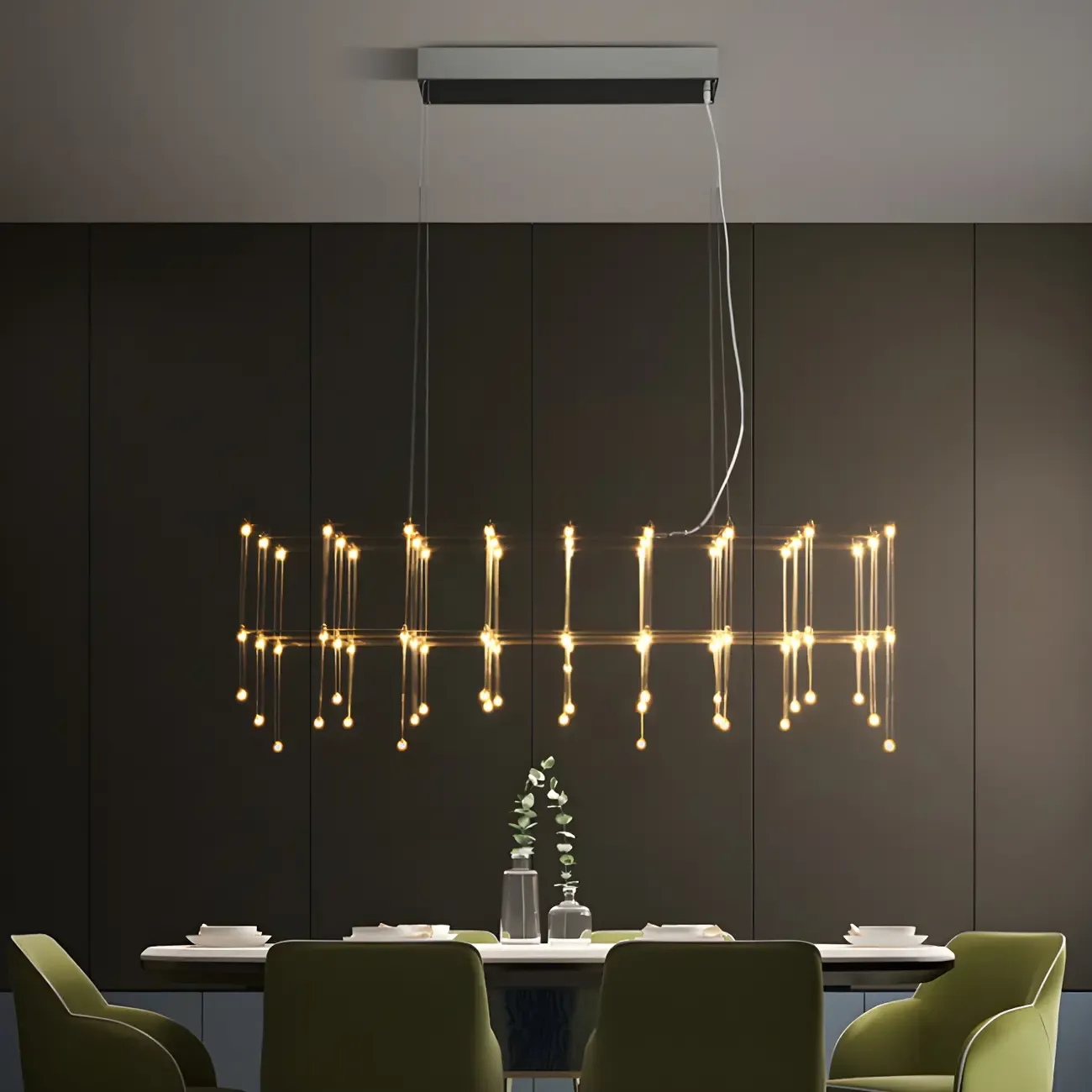 Modish Silver Rectangular Pendant Light for Kitchen Image - 11