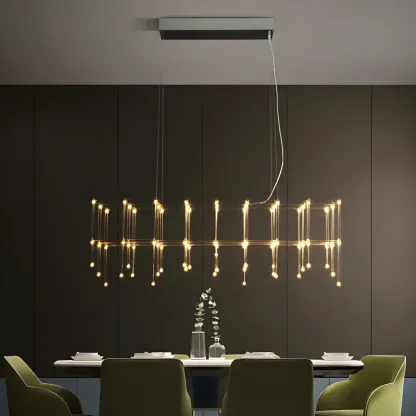 Modish Silver Rectangular Pendant Light for Kitchen Image - 11