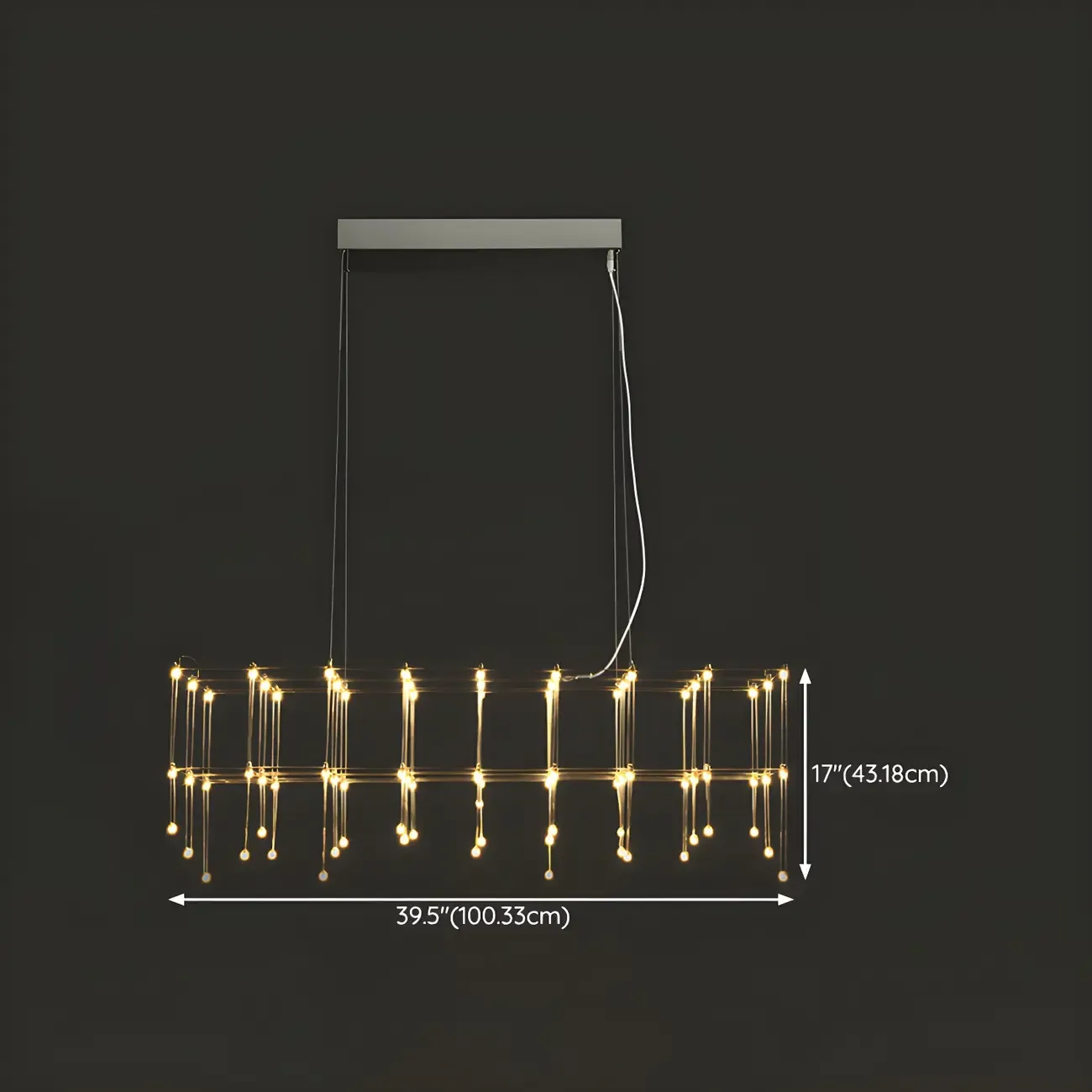 Modish Silver Rectangular Pendant Light for Kitchen #size