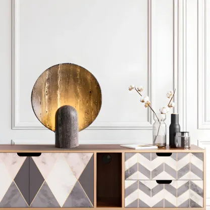 Modern Art Deco Stone Table Lamp for Bedroom Image - 10