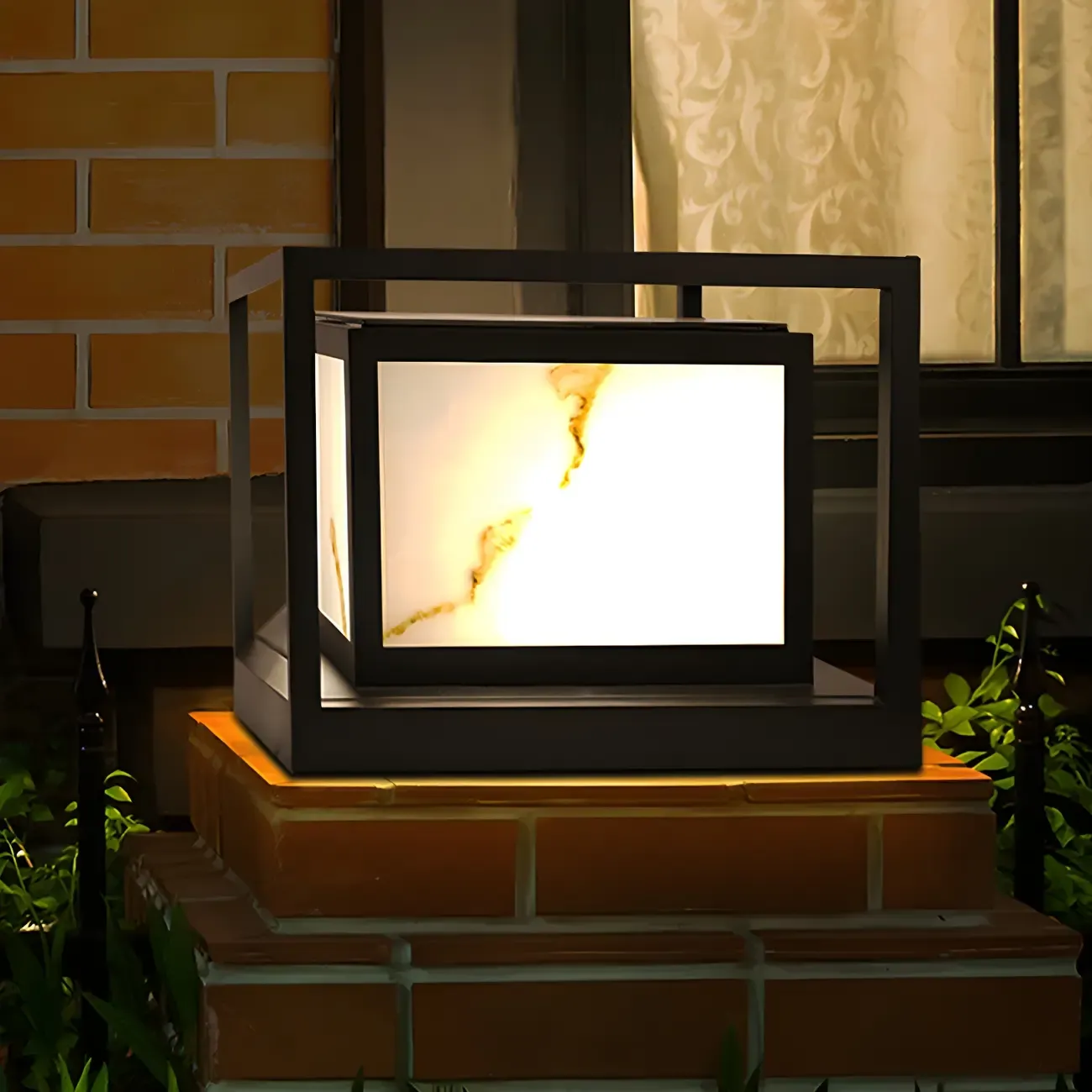 Black Metal Cubic Open Frame Post Cap Light Image - 3