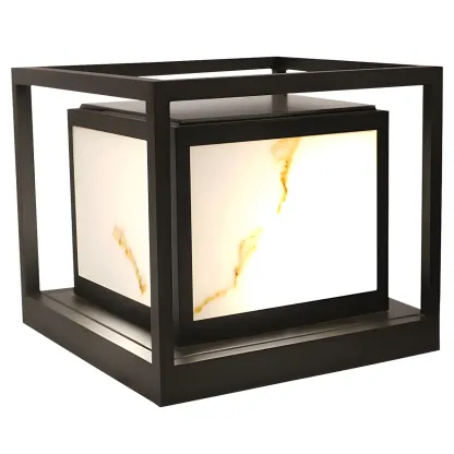 Black Metal Cubic Open Frame Post Cap Light Image - 8
